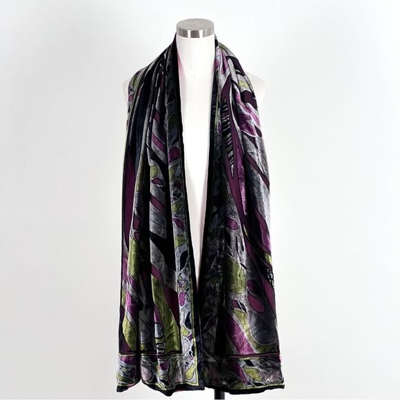 Vintage ACCESSORY Oscar De La Renta Velvet Metallic Pink Scarf 70